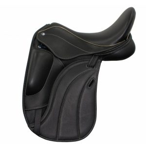 Black Hand Made Bespoke Leather Dressage Horse Saddle