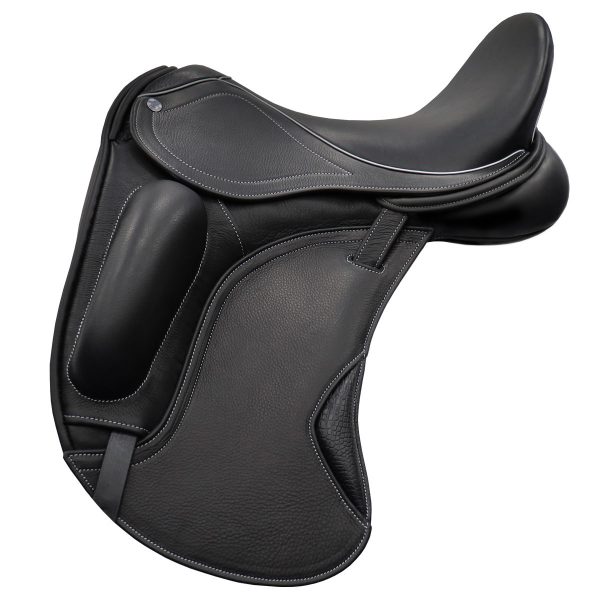 Black Hand Made Bespoke Leather Dressage Horse Saddle