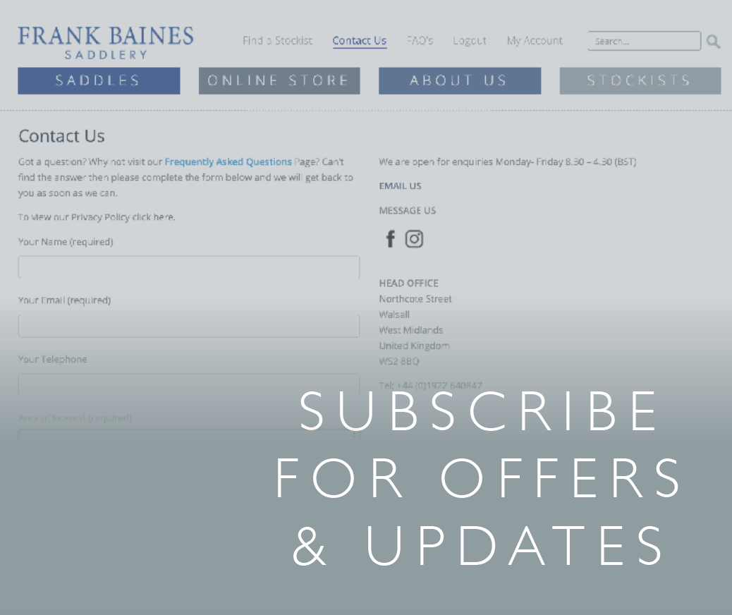 Frank Baines Dressage Saddle and Accessories Subscription Offers and Updated